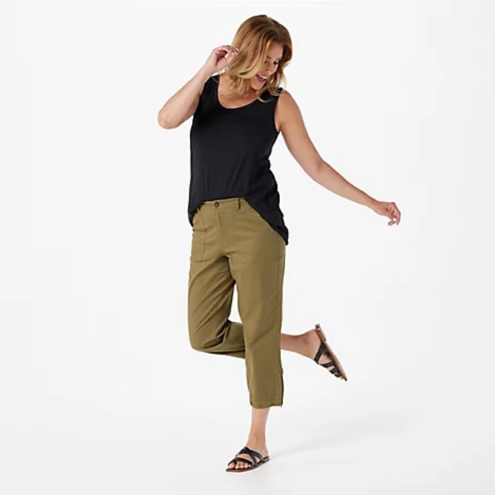 Lisa Rinna Collection Women's Pants Sz 00 Regular Cropped Twill Black A377969 - Picture 2 of 3